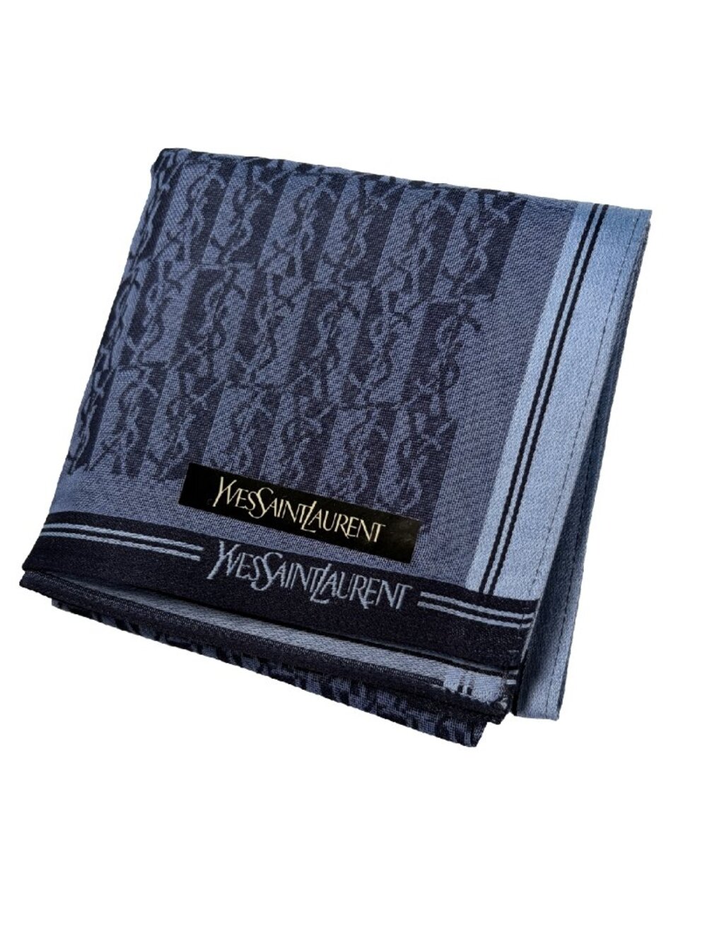 Vintage Yves Saint Laurent YSL Monogram Cotton Scarf 18.5"